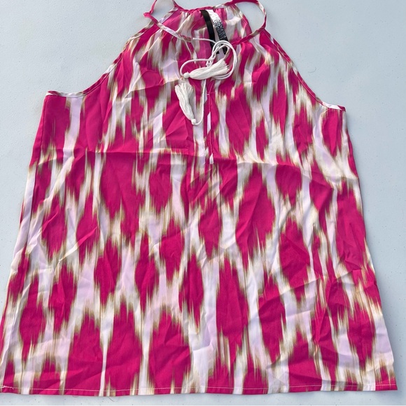 Kensie Pink and White Patterned Tank Top - Picture 1 of 4